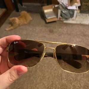 Ray-Ban Men's Gradient Active RB3522-001/13-64 Gold Aviator Sunglasses